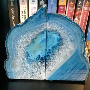 Premium Agate Medium Bookends-Blue 